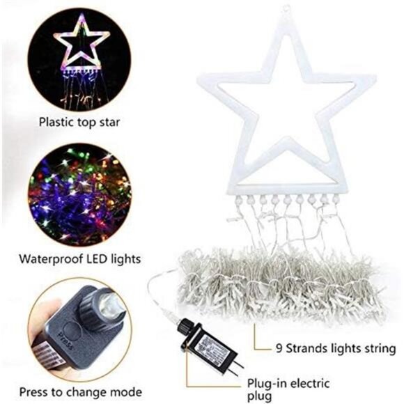 Christmas Decorations Outdoor Lights,11.5 ft 317 LED Star Christmas Tree Lights - Picture 4 of 7